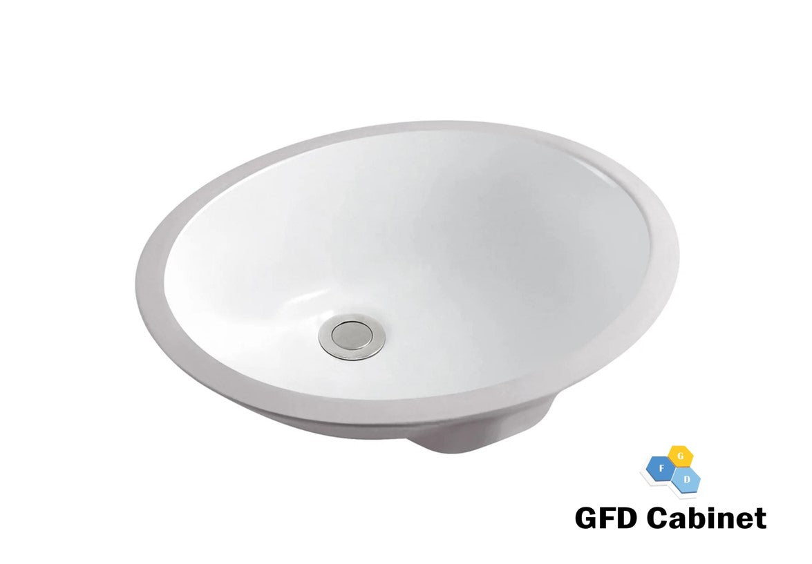 L19 18 Gauge (18G) White Ceramic Undermount Basin