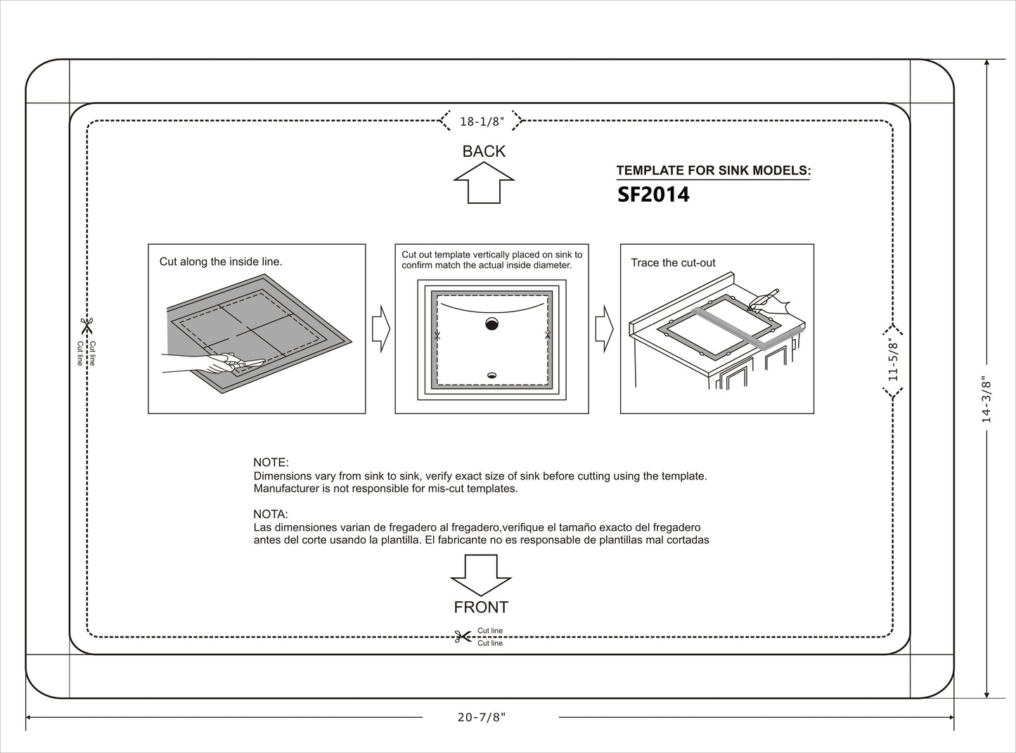 SF2014 Rectangular Ceramic Undermount Bathroom Sink with Overflow