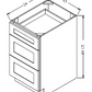 3DB15 Shaker 3-Drawer Base Cabinet 15"Wx34-1/2"Hx24"D