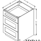 3DB18 Shaker 3-Drawer Base Cabinet 18"Wx34-1/2"Hx24"D