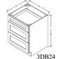 3DB24 Shaker 3-Drawer Base Cabinet 24"Wx34-1/2"Hx24"D