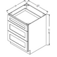 3DB27 Shaker 3-Drawer Base Cabinet 27"Wx34-1/2"Hx24"D
