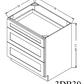 3DB30 Shaker 3-Drawer Base Cabinet 30"Wx34-1/2"Hx24"D