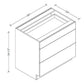 3DB36 European 3-Drawer Base Cabinet 36"Wx34-1/2"Hx24"D