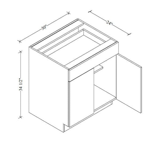 B30 European Base Cabinet 30"Wx34-1/2"Hx24"D