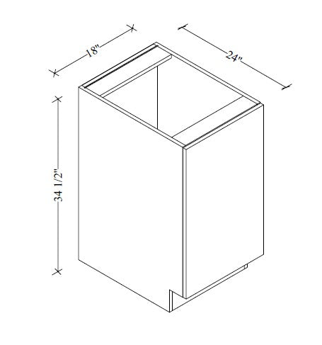 BWBK21 Frameless Base Waste Basket Cabinet 21"Wx34-1/2"Hx24"D