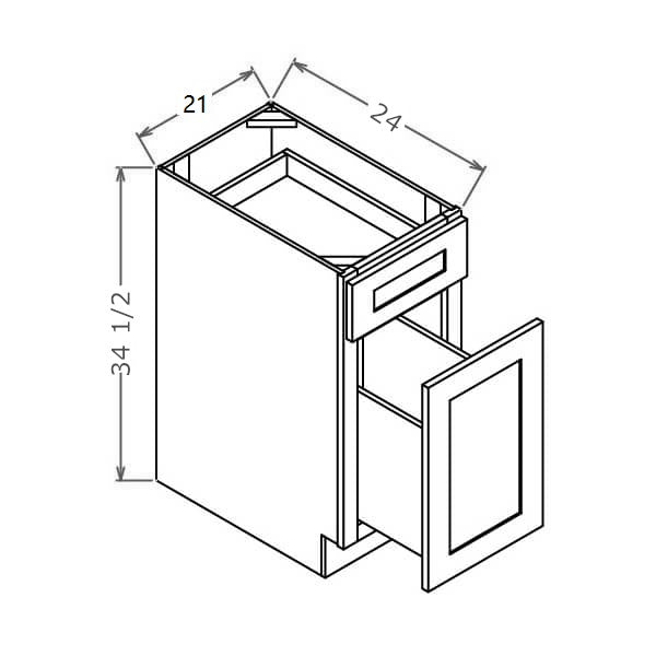 BWBK21 Base Waste Basket Cabinet 21"Wx34-1/2"Hx24"D