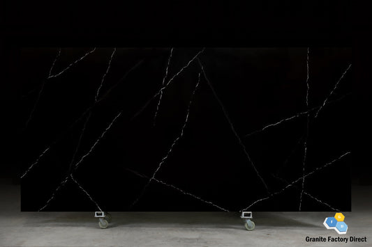 Black Marquina Quartz GFD104 Countertop Prefab and Island for sale