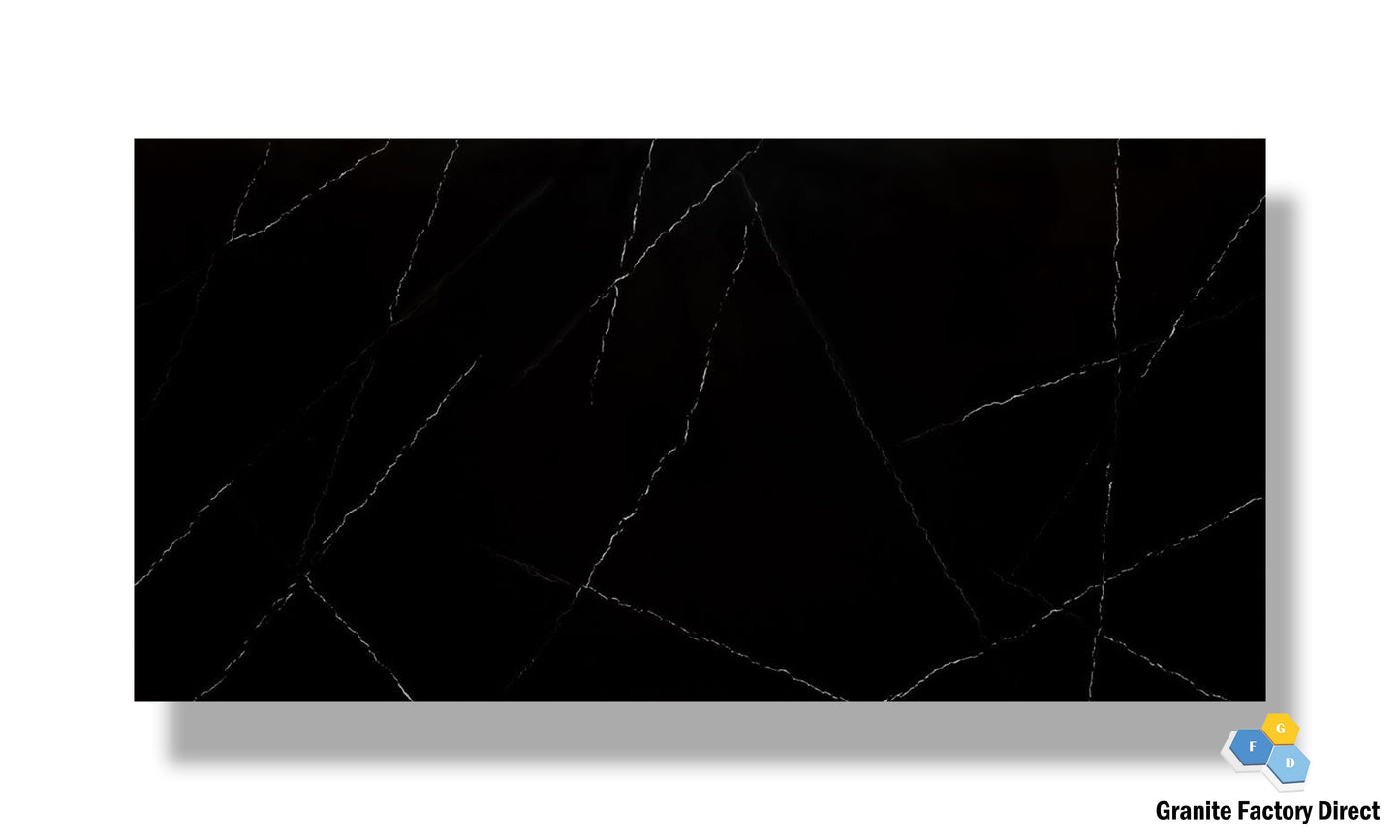 Black Marquina Quartz GFD104 Countertop Prefab and Island for sale