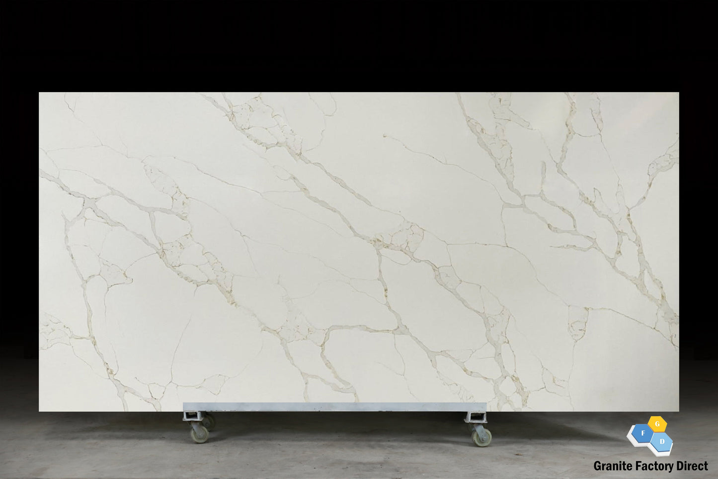 Calacatta Imperial Quartz GFD092 Countertop Prefab and Slab for sale