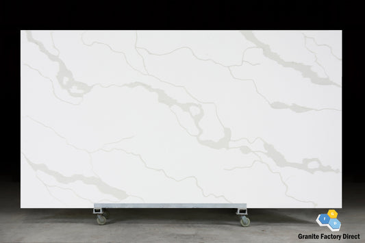 Calacatta Vencinza Quartz GFD100B Countertop Prefab and Slab for sale