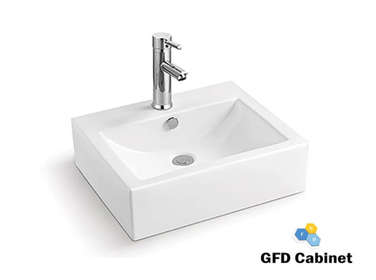 D02 18 Gauge (18G) White Artistic Above Counter Ceramic Basin