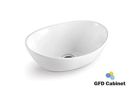 D224A 18 Gauge (18G) White Artistic Above Counter Ceramic Basi