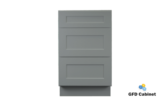3DB24 Shaker 3-Drawer Base Cabinet 24"Wx34-1/2"Hx24"D