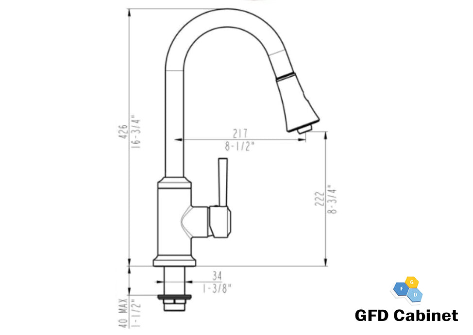 N88486 Single Handle Pull Down Kitchen Faucet Brushed Nickel