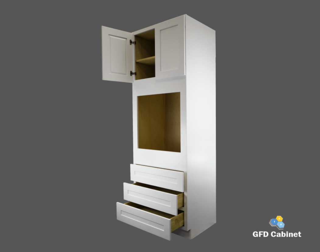 OC3190 Shaker Style Oven Cabinet 31"Wx90"Hx24"D 2 Door 3 Drawers
