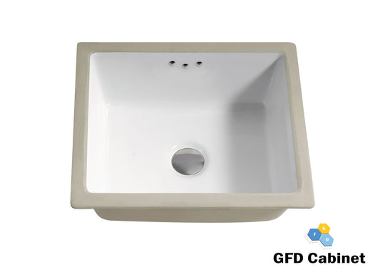 SF-1614 Rectangular Ceramic Undermount Bathroom Sink with Overflow