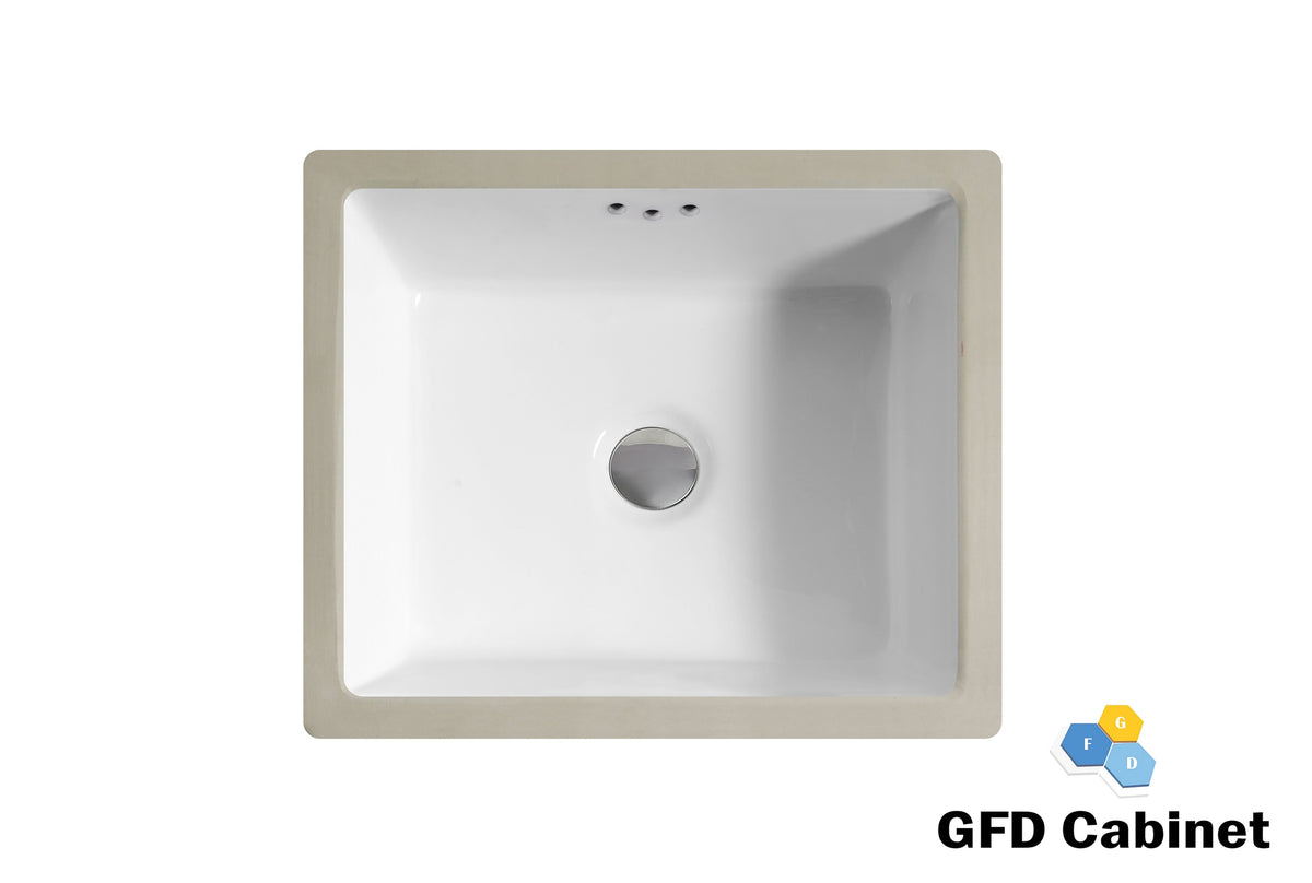 SF-1614 Rectangular Ceramic Undermount Bathroom Sink with Overflow