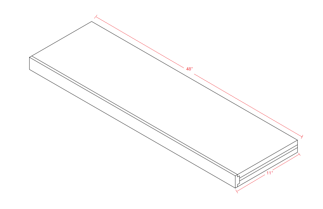 SHELF48 Shaker Style Cabinet Floating Shelf 48"Wx11"Hx1 6/7"D