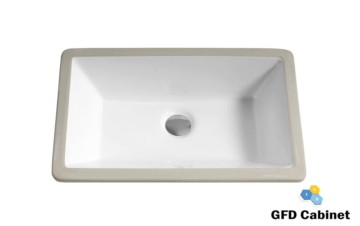 SK2113 Rectangular Ceramic Undermount Bathroom Sink with Overflow
