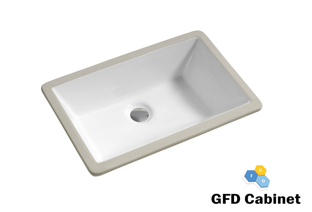 SK2113 Rectangular Ceramic Undermount Bathroom Sink with Overflow