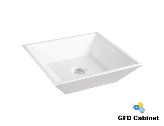 TP5933 White Square Artistic Above Counter Vessel Sink