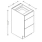 VDB1521 Vanity 3-Drawer Base15"Wx34-1/2"Hx21"D