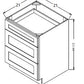 VDB2121 Shaker Style Cabinet Vanity 3-Drawer Base 21"Wx34-1/2"Hx21"D