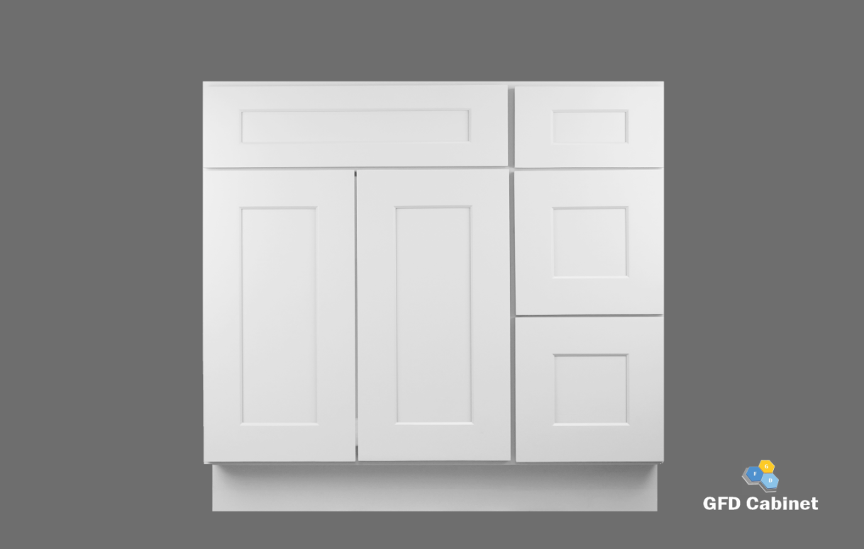 VDB3021R Shaker Style Cabinet Vanity Sink 3-Drawers Right Side Drawer 30"Wx34-1/2"Hx21"D