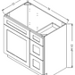 VDB3021R Vanity Sink 3-Drawers Right Side Drawer 30"Wx34-1/2"Hx21"D