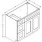 VDB3621L Shaker Style Vanity Sink 3-Drawer Cabinets Left Side Drawer 36"Wx34-1/2"Hx21"D