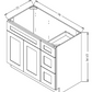 VDB3621R Shaker Style Vanity Sink 3-Drawers Cabinet Right Side Drawer 36"Wx34-1/2"Hx21"D