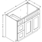 VDB4221L Shaker Style Vanity Sink 3-Drawers Cabinet Left Side Drawer 42"Wx34-1/2"Hx21"D