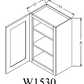 W1530 Shaker Style Wall Cabinet 15"Wx30"Hx12"D