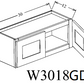 W3018GD Shaker Style Wall Cabinet With Glass Door 30"Wx18"Hx12"D