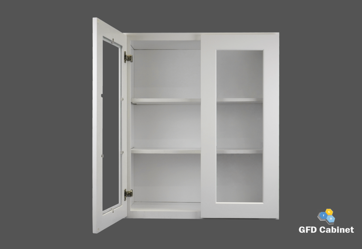 W3030GD Shaker Style Wall Cabinet With Glass Door 30"Wx30"Hx12"D