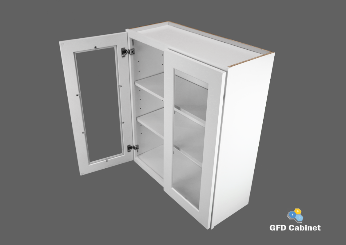 W3042GD Shaker Style Wall Cabinet With Glass Door 30"Wx42"Hx12"D