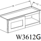 W3612GD Shaker Style Wall Cabinet With Glass Door 36"Wx12"Hx12"D