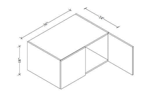 W361824 Wall Refrigerator Cabinet 36"Wx18"Hx24"D