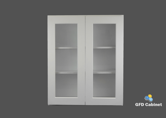 W3042GD Shaker Style Wall Cabinet With Glass Door 30"Wx42"Hx12"D