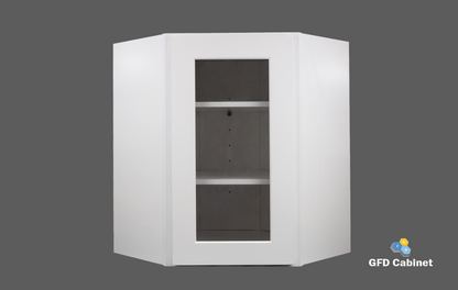 WDC2430GD Shaker Style Wall Diagonal Corner Cabinet With Glass Door 24"Wx30"Hx12"D
