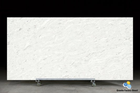 White Fusion Quartz GFD121 Countertop Prefab and Slab for sale