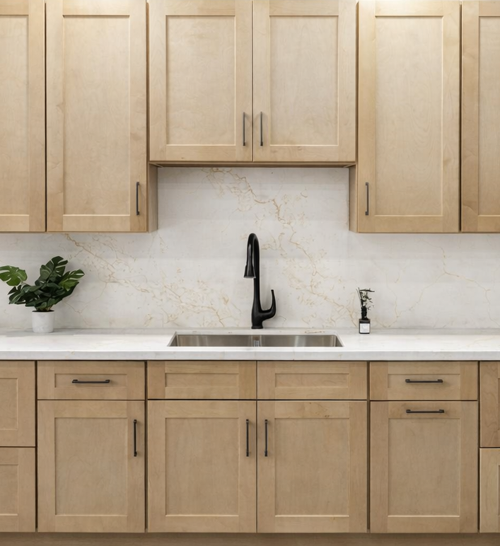 Timbercraft shaker kitchen cabinets in modern Las Vegas showroom